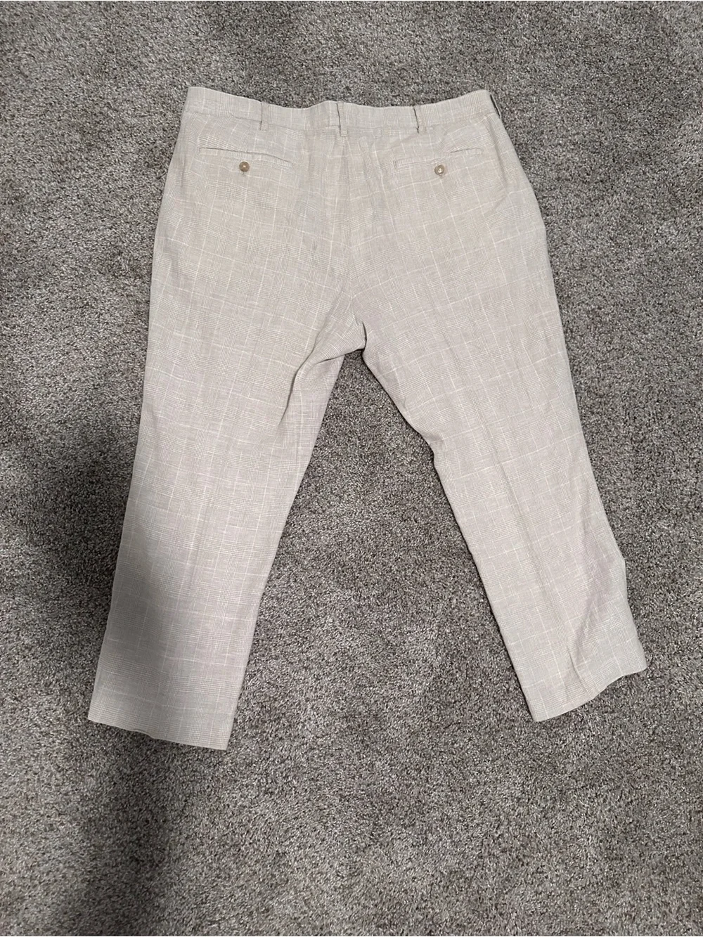 J Crew Straight Linen-Cotton Houndstooth Slacks Men's 38x32 Lightweight Casual
